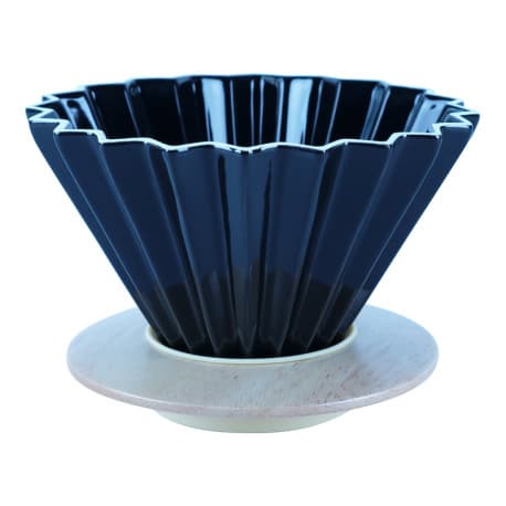 Glass Coffee Dripper With Wood Base - Size 04 - Black