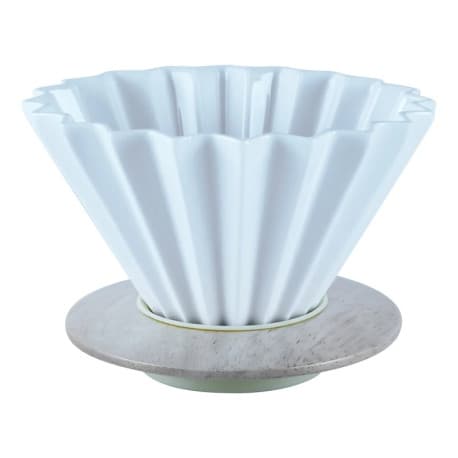 Glass Coffee Dripper With Wood Base - Size 04 - White