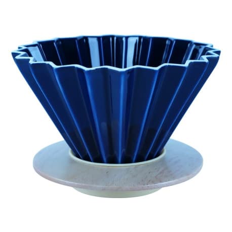 Glass Coffee Dripper With Wood Base - Size 04 - Navy