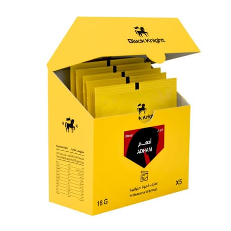 أظرف قهوة - بلند/ أدهم من محمصة الفارس الأسود 5x15g