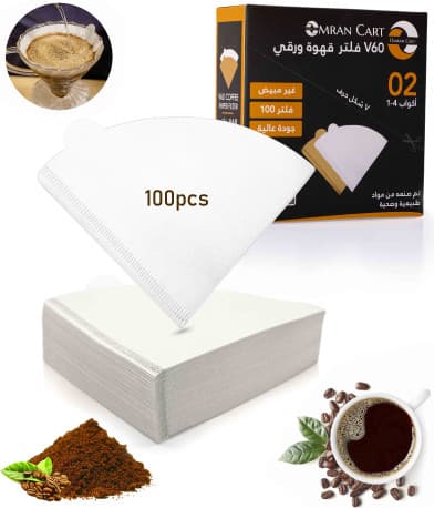 Coffee Filter 100pcs White Color Size 2-4 Cups with Box V-Shape Ideal for V60 Pour Over and drip Coffee Makers