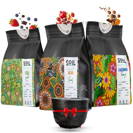 طقم قهوة SOIL Roastery – فازيندا، قوجي وألبا مع كوب سيراميك