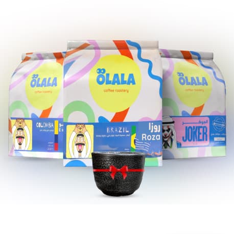 Olala Roastery Coffee Bean Set – Roja, Joker & Excelso with Ceramic Cup