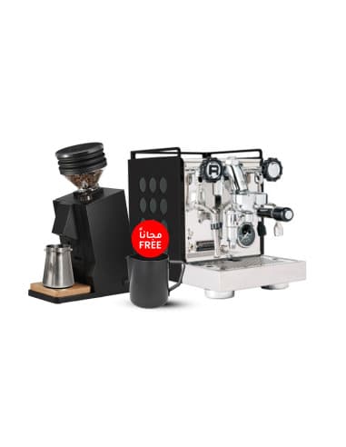 Rocket Appartamento 2.0 Black X Black & Eureka Single Dose + Rhinowares Milk Pitcher