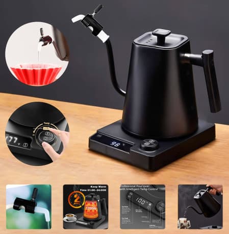 Omran Cart Electric Coffee Kettle 1L with Temperature Control 220V and Water Flow Controller Set