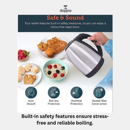 Electric Kettle – 2L Stainless Steel Fast-Boil Water Heater (Silver & Black)