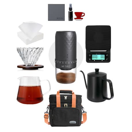 MIBRU Package v60 drip coffee with electric grinder set of 10pcs
