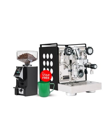 Rocket Appartamento 2.0 Black X White & Eureka Specialita Smart Grinder + Free Rhinowares Milk Pitcher