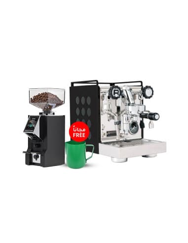 مجموعة روكيت إسبريسو أبارتامينتو اسود X اسود 2.0 & طاحنة يوريكا ميغنون سبيشاليتا سمارت +بيتشر مجانًا