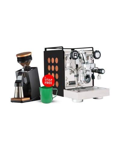 Rocket Appartamento 2.0 Black X Copper & Eureka Single Dose Pro Grinder + Free Scale & Rhinowares Milk Pitcher