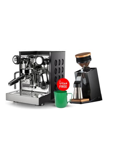 Rocket Appartamento TCA Black X Black & Eureka Single Dose Pro Grinder + Free Scale & Rhinowares Milk Pitcher