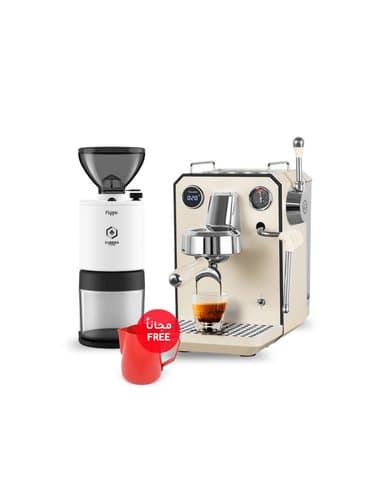 Gemilai Owl G3006 Espresso Machine & Eureka Peppe Espresso Grinder White+ Free pitcher